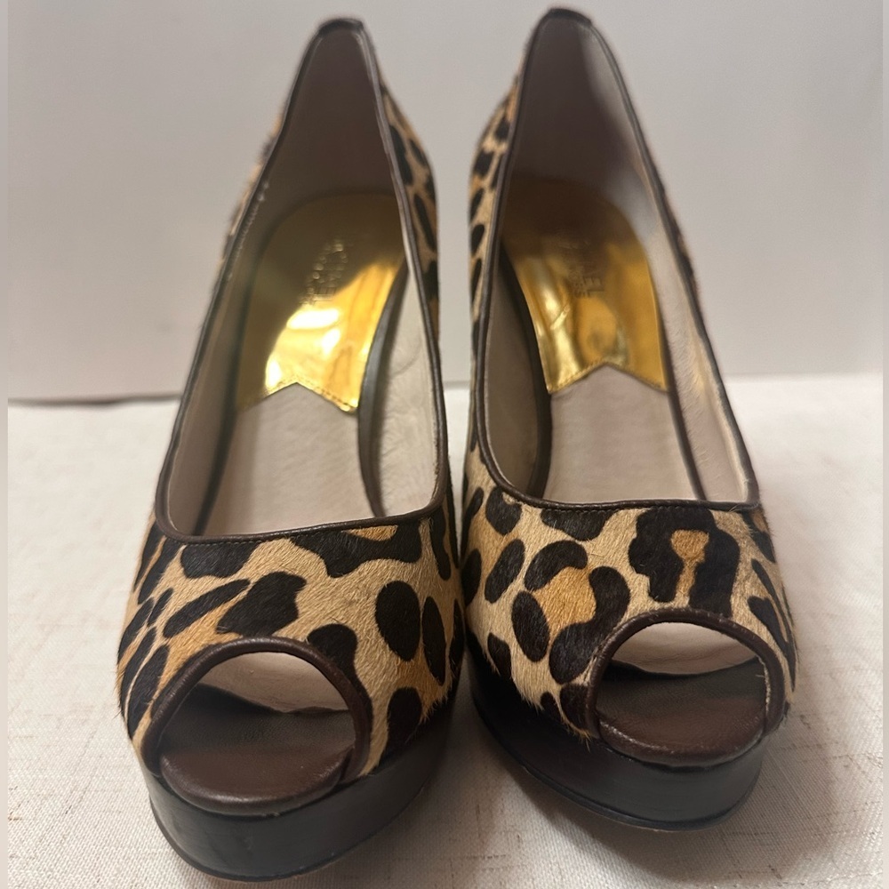 Michael Kors Animal Print Peep Toe Heels - Picture 8 of 14